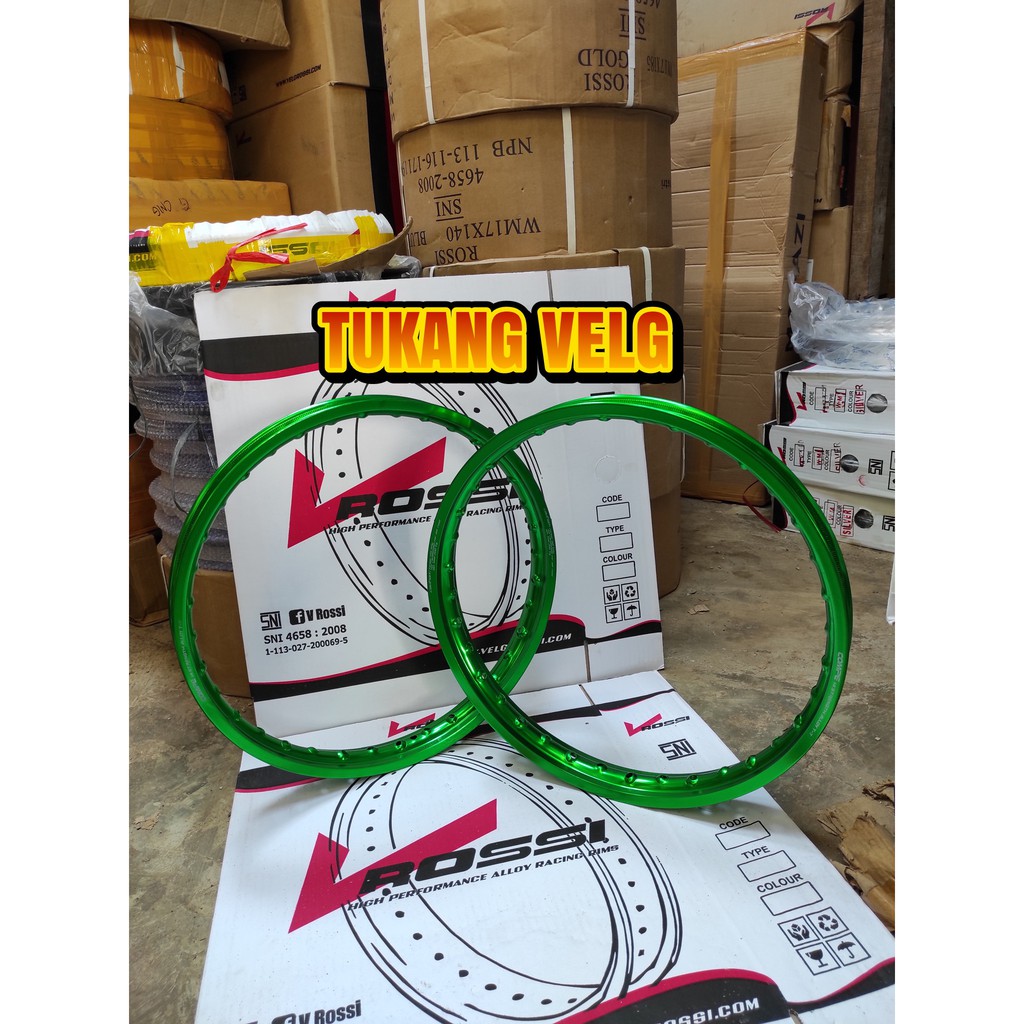Velg Rossi Compe Ring 17 Ukuran 140/140 Warna Hijau Sepasang 2pcs