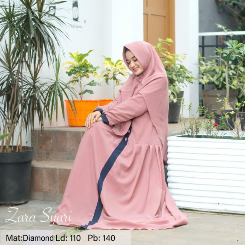 Humaira99 Gamis syari polosan Set khimar syari Zara