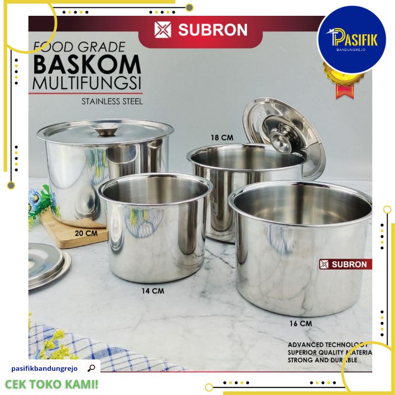 BASKOM BUMBU + TUTUP SUBRON / STAINLESS STEEL
