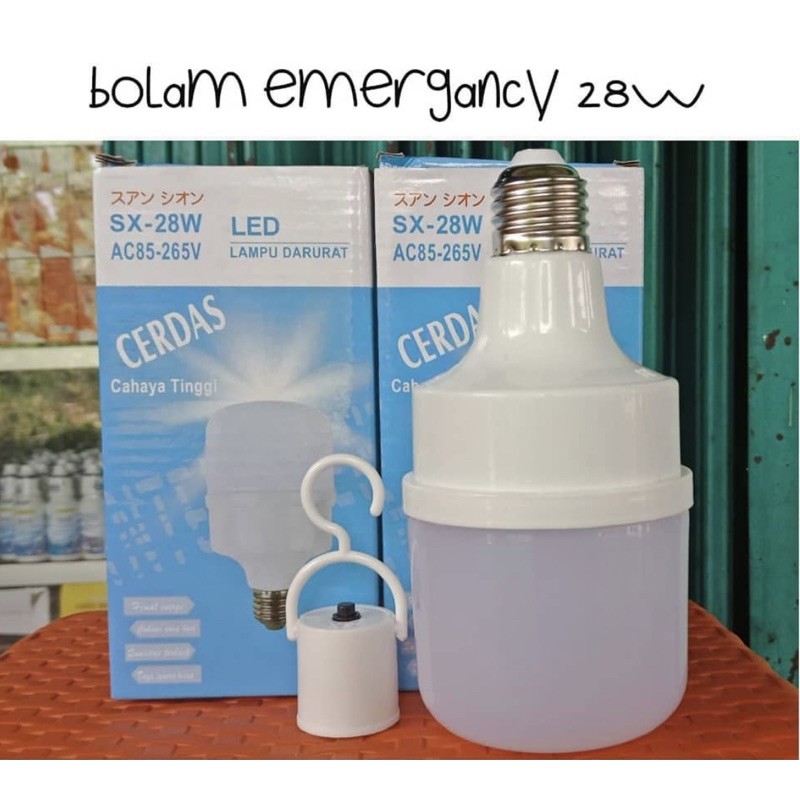 [ Merek CERDAS Dus Biru 28 WATT - BOLAM PINTAR ] Bohlam LED Emergency / Lampu Darurat SX - 28W