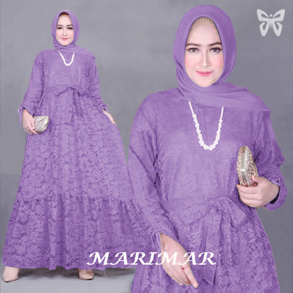 Gamis Gamis Brukat JUMBO MARIMAR XL, XXL, 3XL, 5XL BUSUI Brukat Halus Non Glitter Sreting Depan Lapi