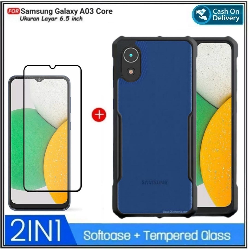 Soft Hard Case Samsung Galaxy A03 Core, A03, A32 5G, M32 5G Soft Hard Case Cover + Full Tempered Gla