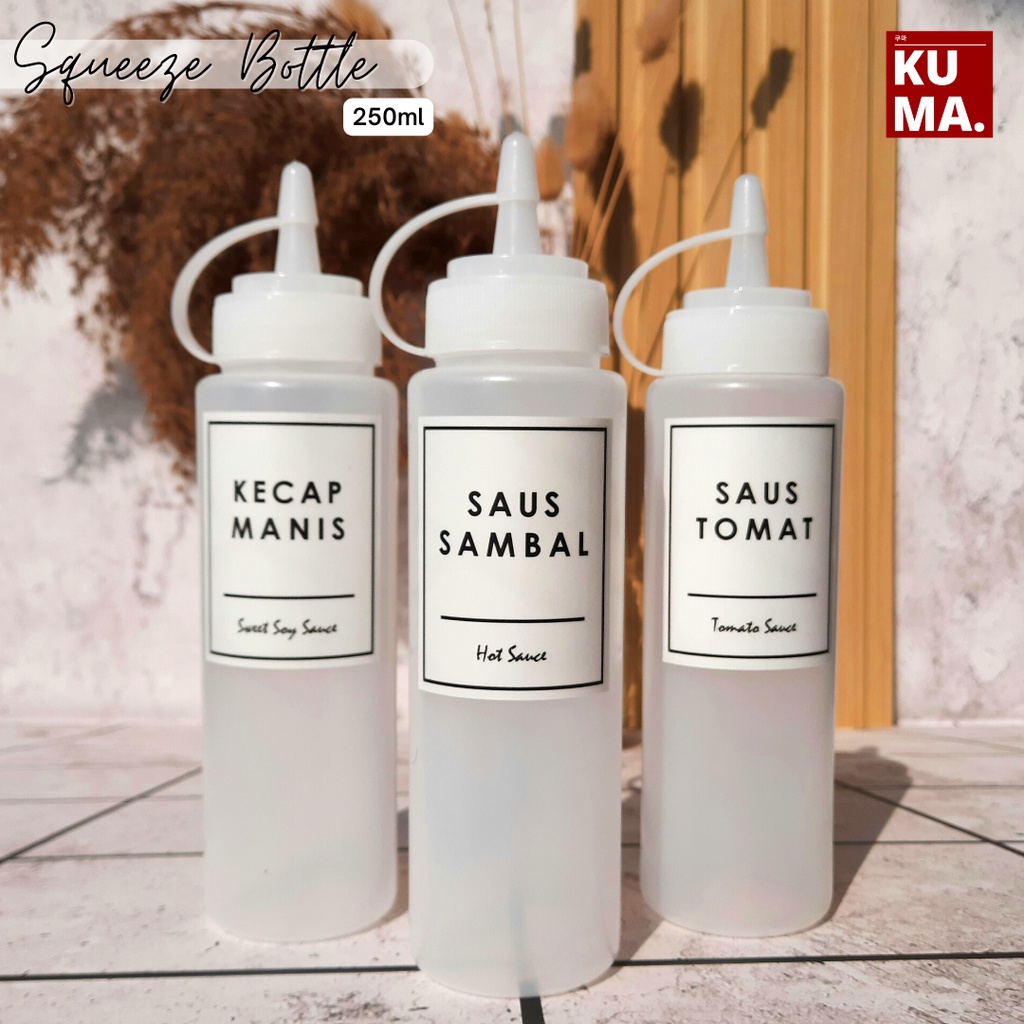 SQUEEZE BOTTLE 250ml Putih LDPE | Botol saus kecap manis saus sambal saus tomat susu kental manis dengan tutup mudah dipencet aesthetic