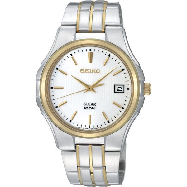 Seiko Mens SNE132P1 Solar Two Tone Bracelet | Jam Pria SNE132