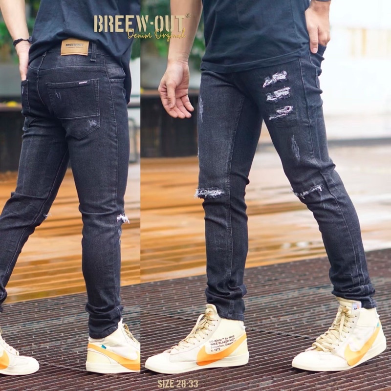 Celana Jeans Ripped Slimfit Pria premium