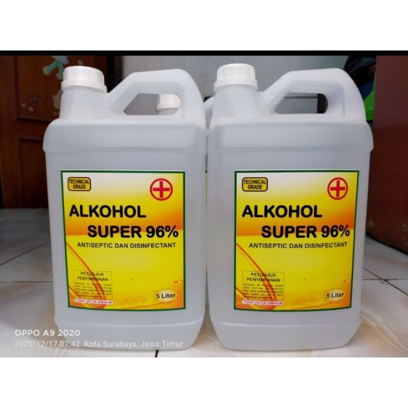 ALKOHOL 96% (5LITER) PELARUT BIBIT PARFUM TERBAIK &amp; ANTISEPTIK (KWALITAS SUPER)