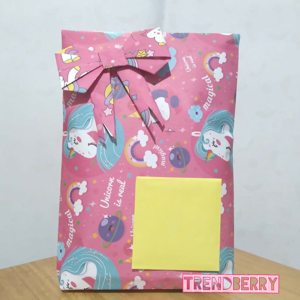 Kertas kado unicorn bungkus kado Kartu Ucapan unicorn kartu ultah unicorn bubble wrap