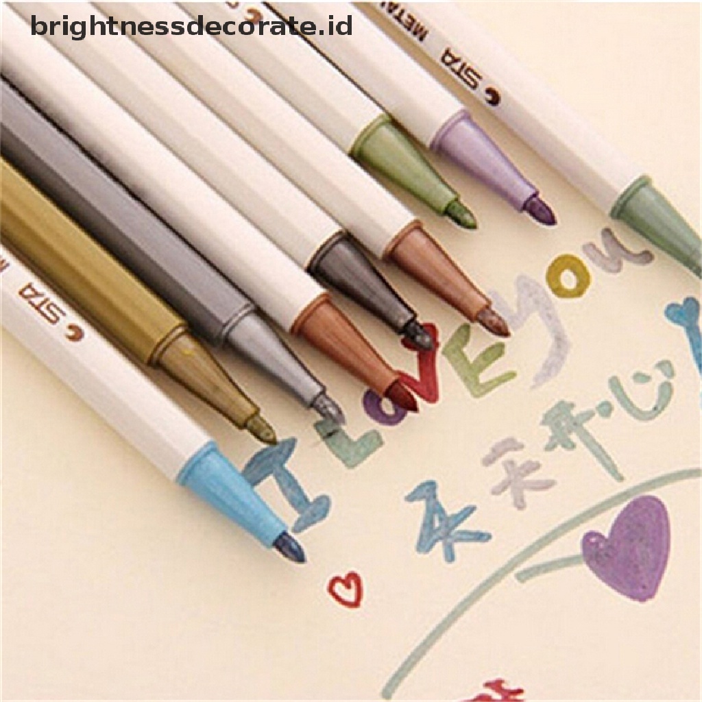 10pcs / Set Pensil Marker Warna Metalik Tahan Air Untuk Album DIY