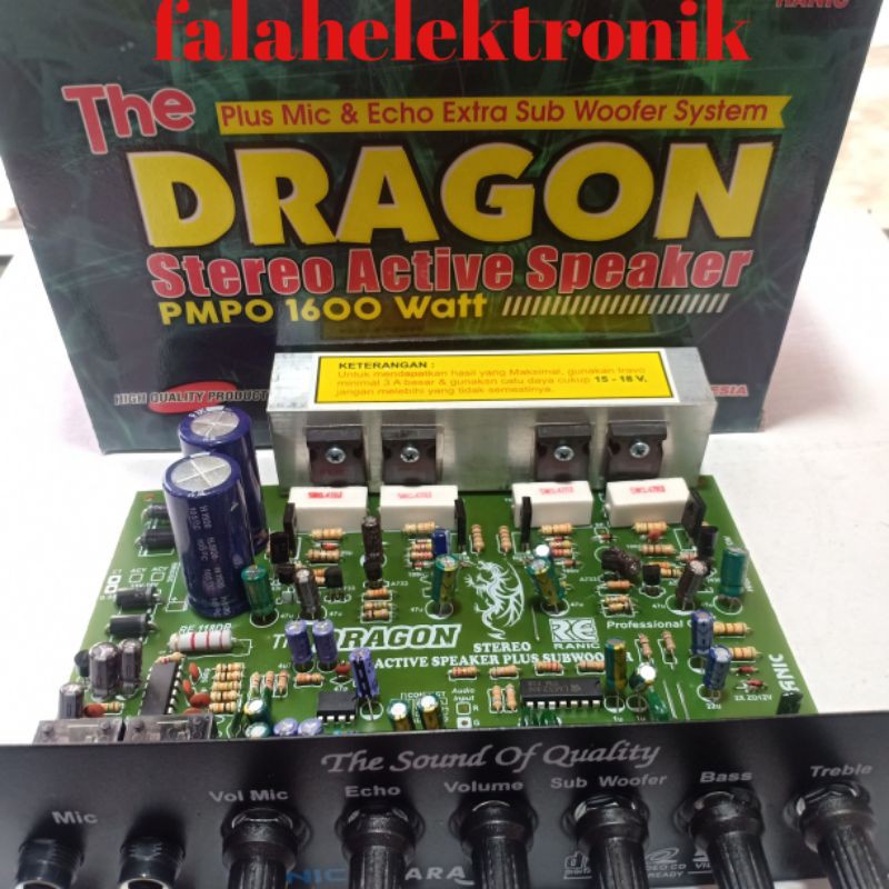 kit aktif dragon plus echo subwofer stereo 1600w