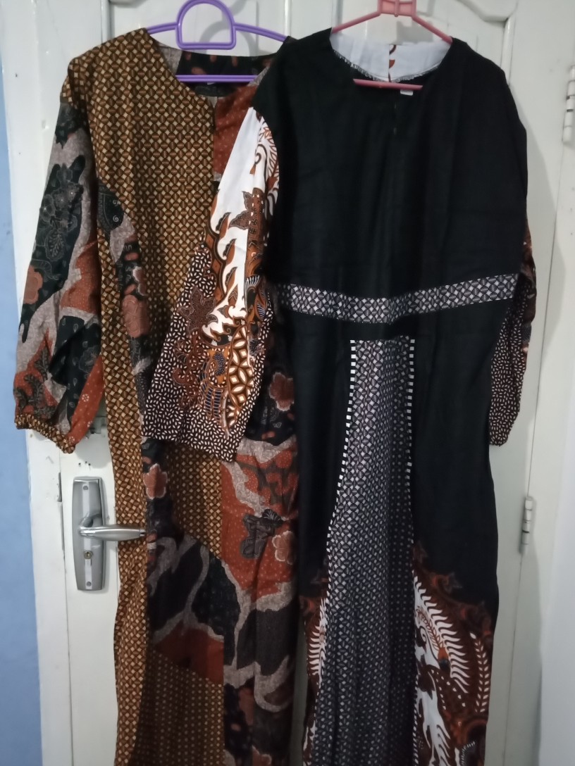 Gamis Batik Kombinasi Katun Modern Ld 110 Ld 120 Resleting Depan Tali Samping All Size Dan Jumbo