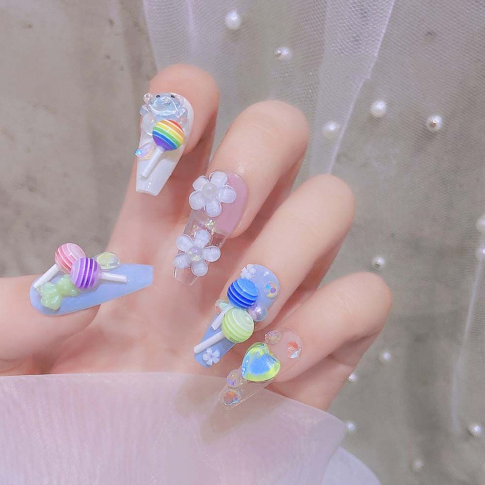 Mxbeauty Hiasan Kuku Bentuk Permen Lolipop 3d Untuk Nail Art