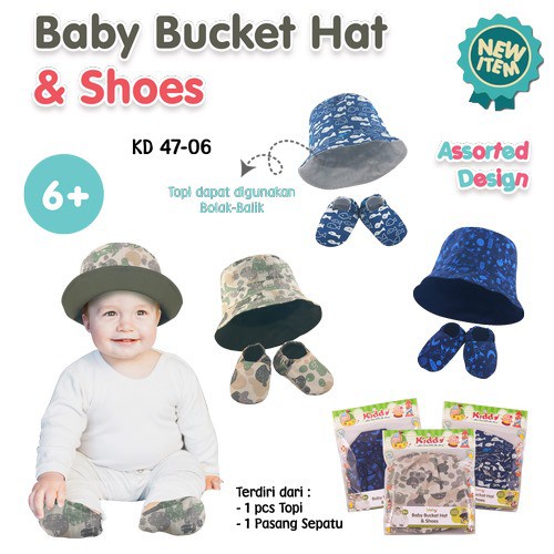 Kiddy Baby Bucket Hat &amp; Shoes 4706 - Topi Dan Sepatu Bayi Set