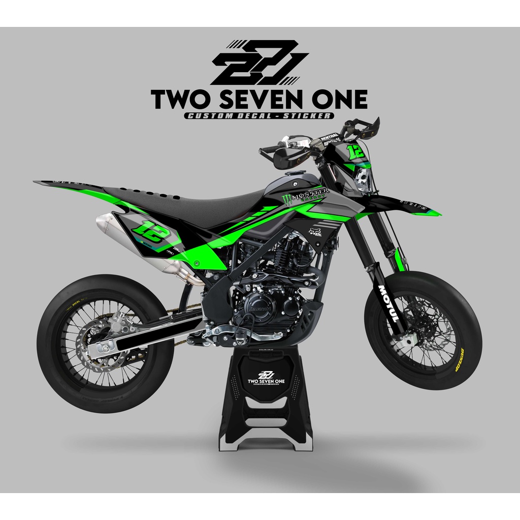 DECAL STICKER MOTOR DTRACKER VARIASI HITAM HIJAU FULL BODY BEBAS DESAIN FULL CUSTOM