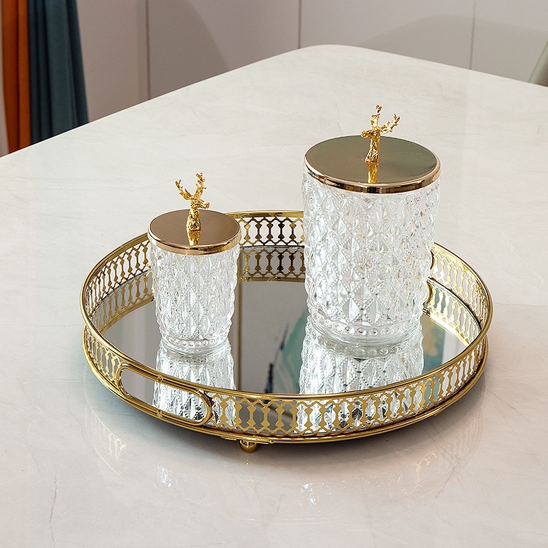 JAR KACA KRISTAL MEWAH Toples kaca kristal rusa import nampan kaca gold
