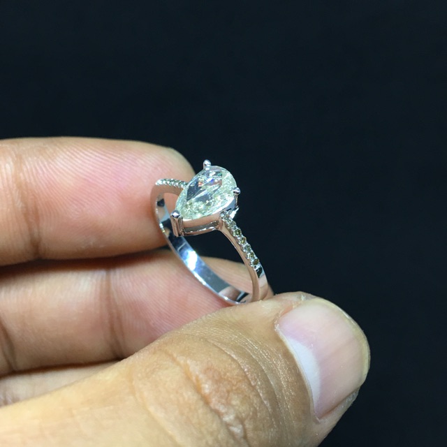 Cincin Emas Berlian Pear cutt 0.53crt Asli Banjar Martapura