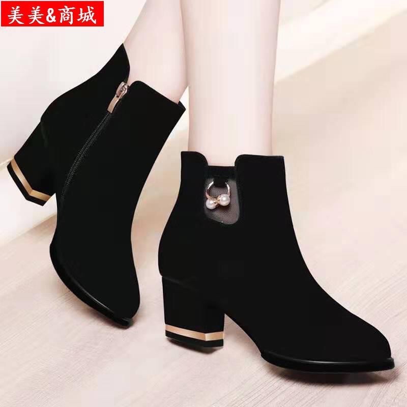 BT21 SEPATU ANKLE BOOTS IMPORT WANITA KOREA BRITISH INGGRIS SUEDE VELVET HANGAT