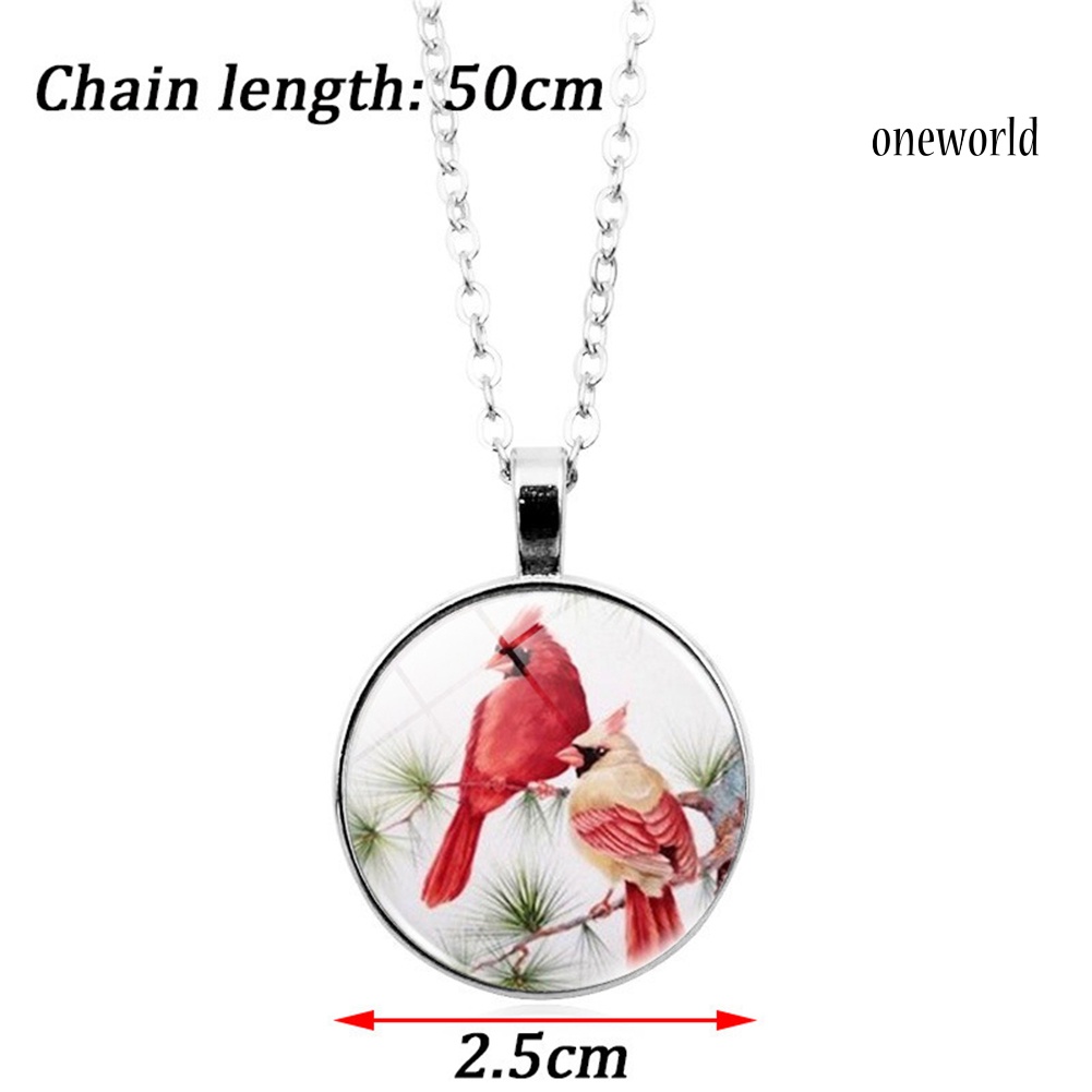 OW@ 3Pcs/Set Cardinal Bird Glass Cabochon Pendant Women Necklace Bracelet Earrings