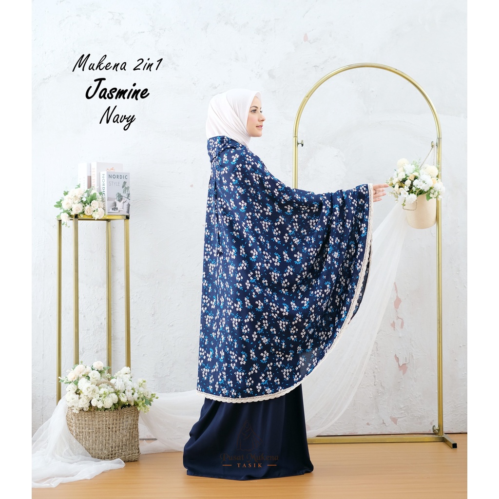 Pusat Beli Grosir Mukena Tasik - Mukena Dewasa 2in1 Katun Rayon Jasmine + Tas Travelling Sajadah