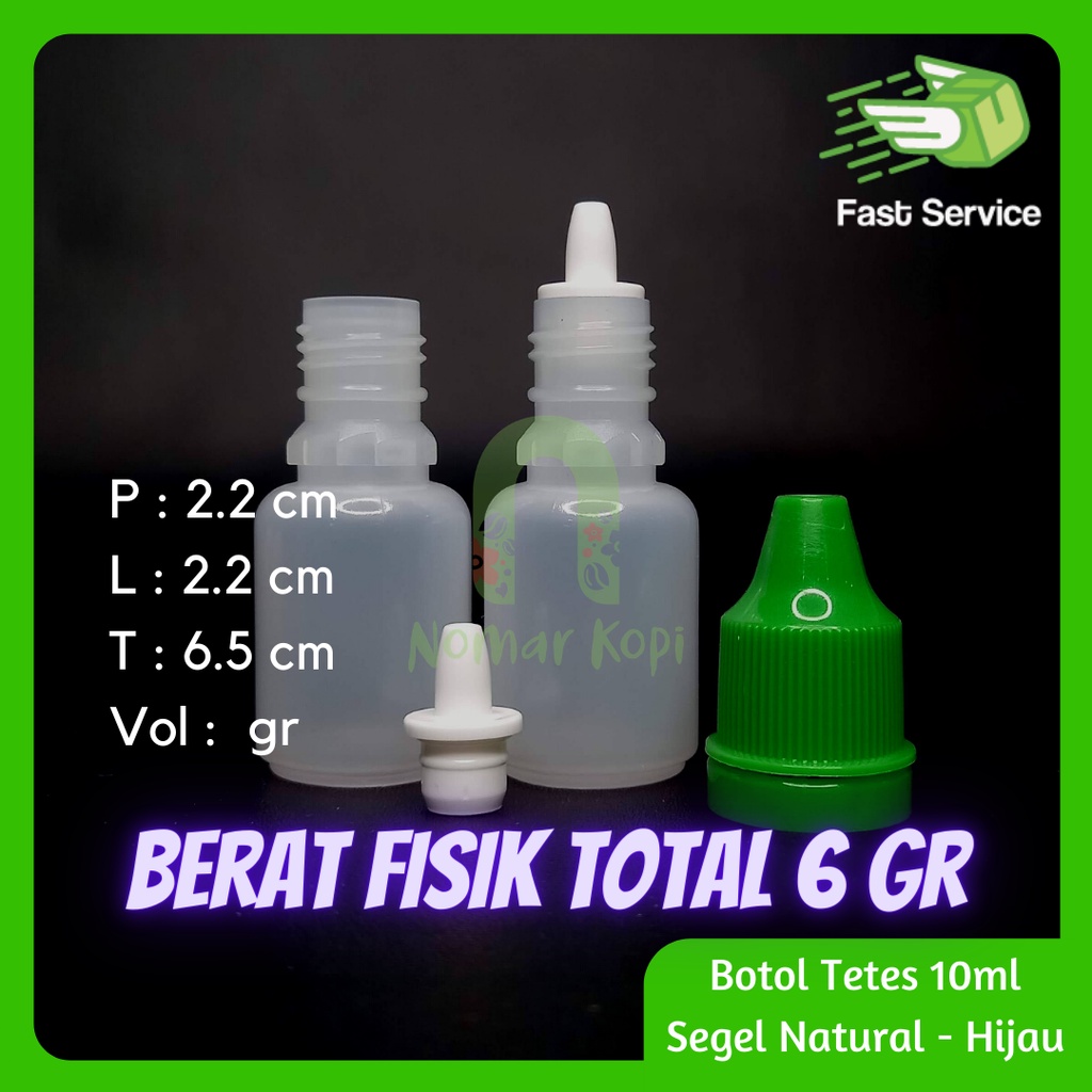 Botol Tetes 10ml Clear Tutup Segel Plug Tebal Murah