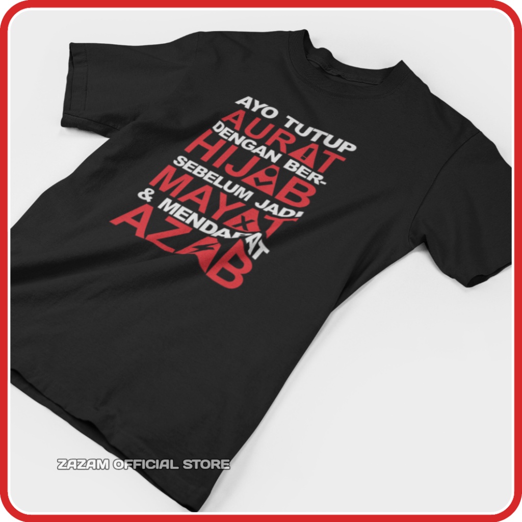 Kaos Dakwah Pria Muslim Terbaru Kata Kata Ayo Berhijab Premium Cotton Baju Atasan Kaos Islami Dewasa Premium Oblong XL-1