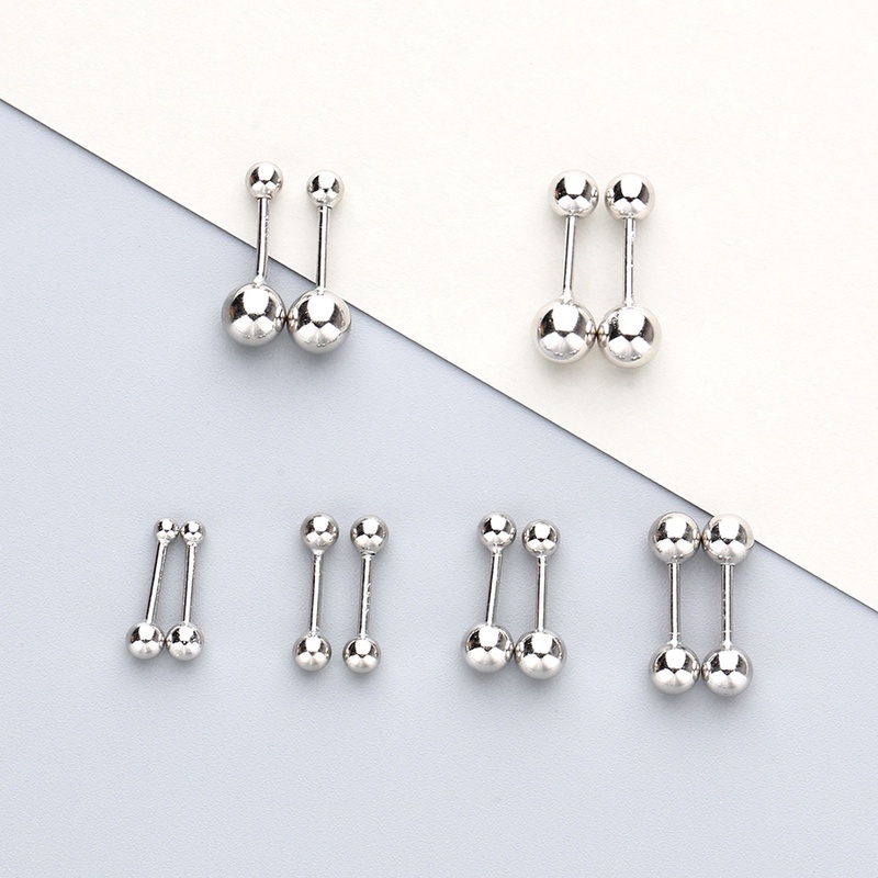 We Flower Ins Trendy Small Stainless Steel Ball Stud Earrings for Women Men Simple Fashion Jewelry