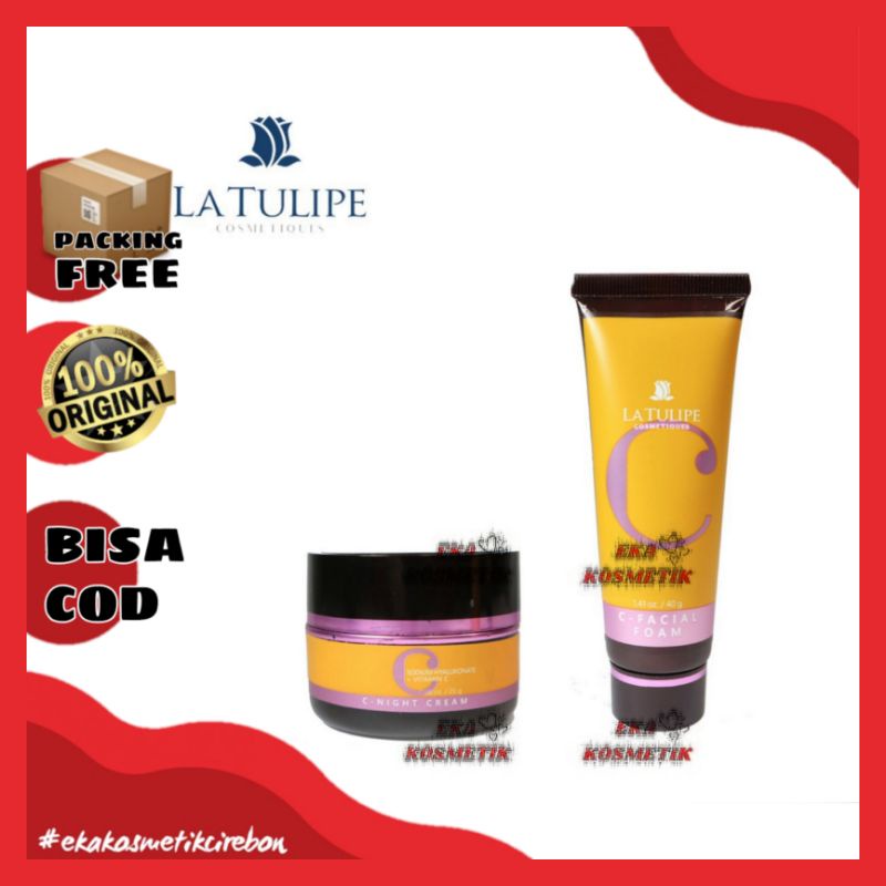 ❣️ EKA KOSMETIK ❣️ La Tulipe La Tulipe C Night Cream & La Tulipe La Tulipe C Facial Foam