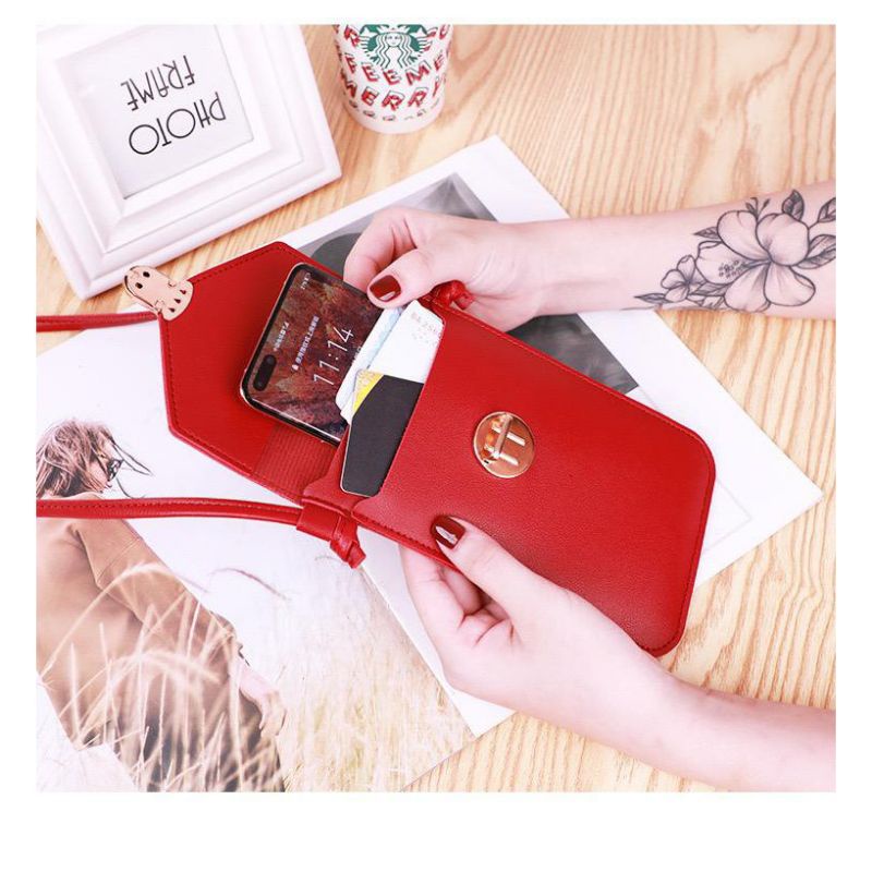 Tas Selempang Wanita Omegos Kulit PU Dompet Wanita Dompet HP Dompet Impor DCW 33