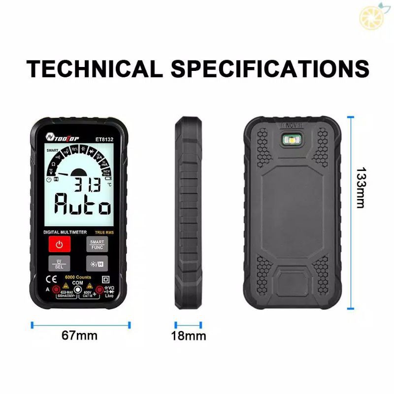 TOOLTOP ET8132 Auto Multimeter Multitester Avometer AVO Digital