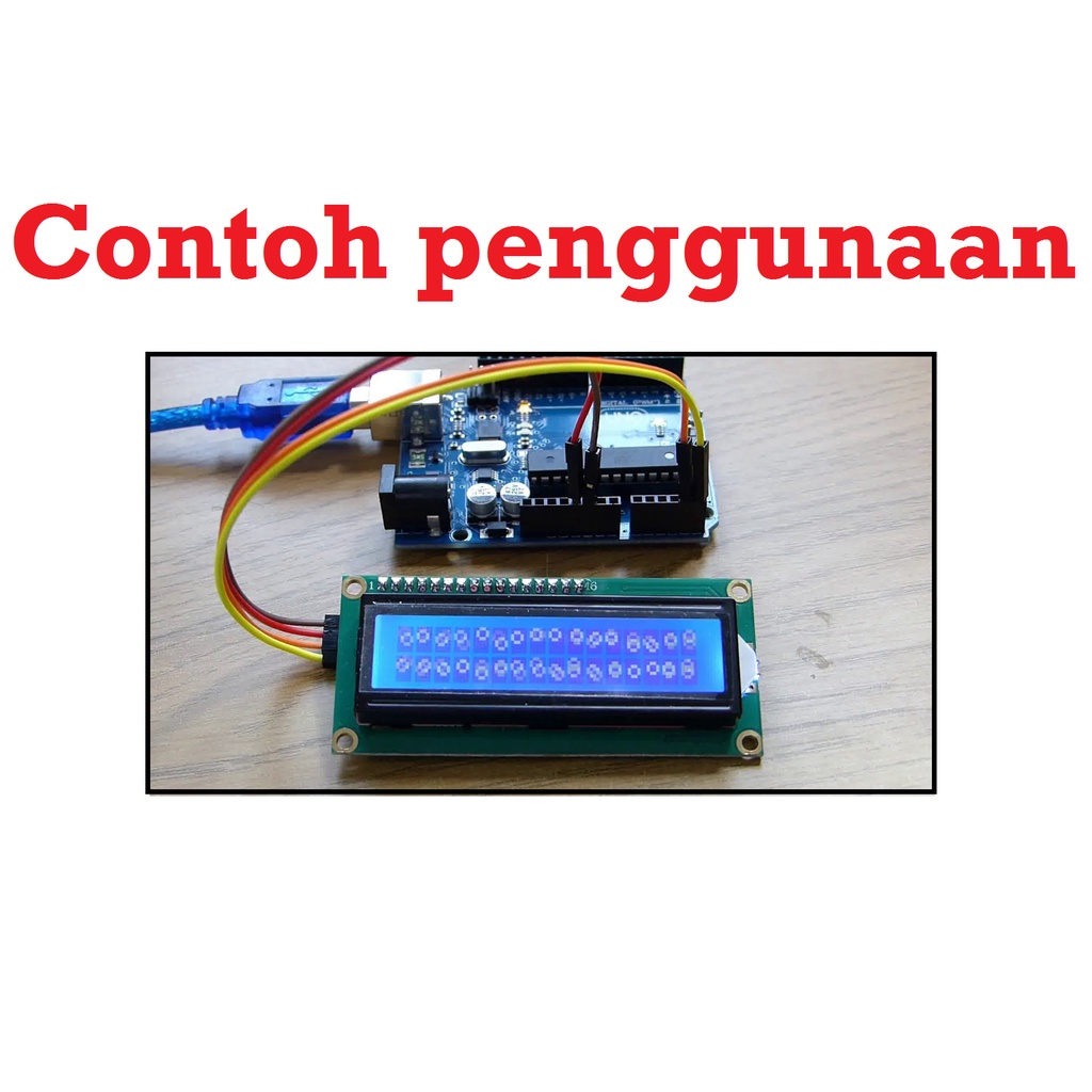 [HAEBOT] Modul Module LCD 16x2 1602 5v Background Biru Hijau Arduinoo Blue Green termurah Liquid Crystal Display 16 Pin Text Teks Putih