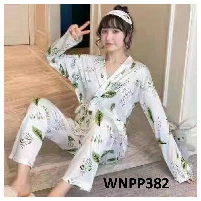 Piyama Wanita Baju Tidur Wanita Kimono + Dalaman Tanktop Motif