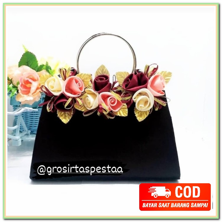 Tas Myloved - Tas Seco - Tas Pesta - Mau Mewah Ga Perlu Mahal HJ946 Tas Pesta Wardah Hitam Satin Pre