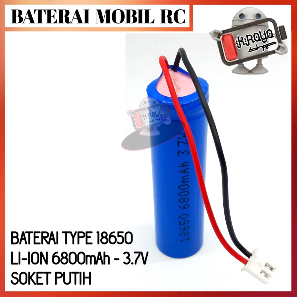 Baterai Speaker BT Mic BT Mobi RC Type Lithium 18650 Soket Putih 3.7V - 6800mAh