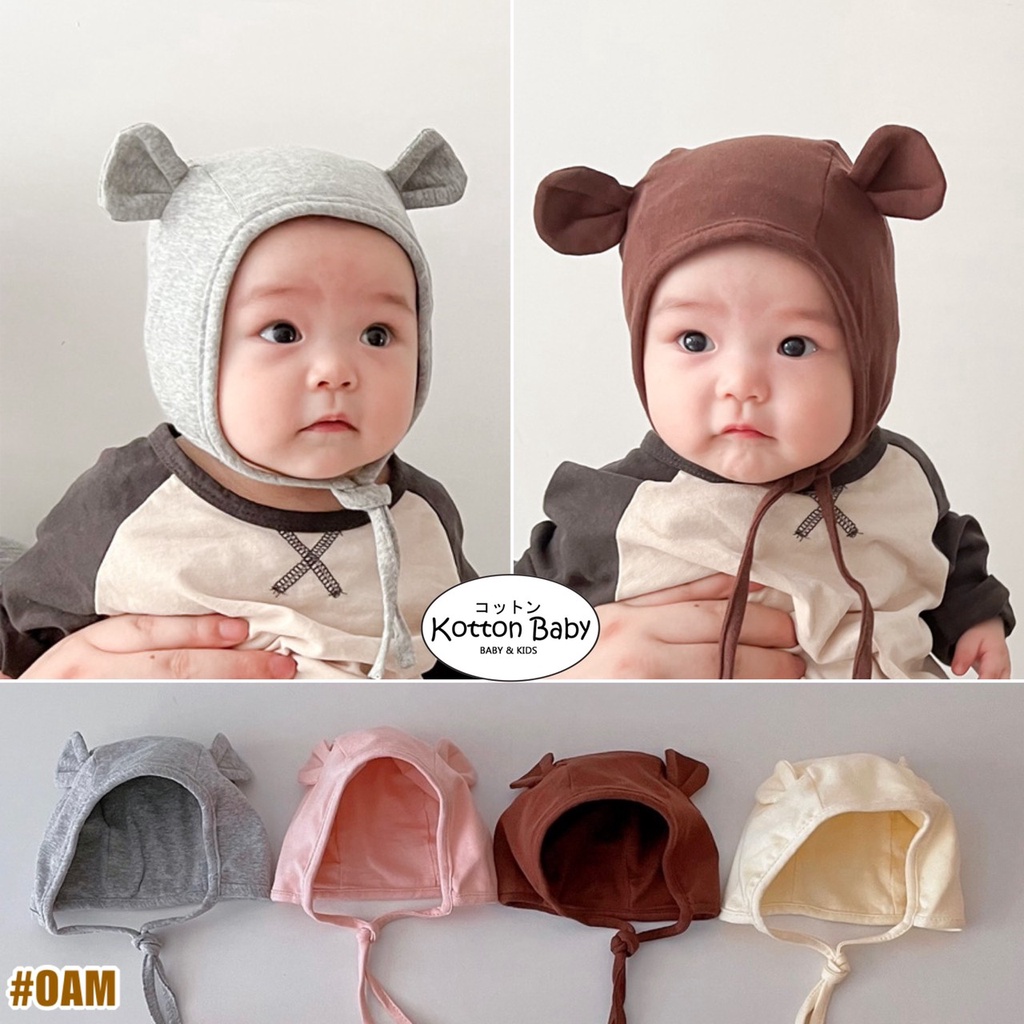 0-2 thn || Topi Bonnet Polos Bayi Newborn Anak Baby Emen Anak Impor Catalog OIMG OAM