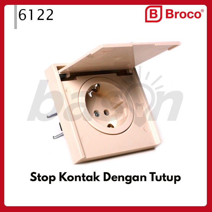 BROCO 6122 STD Socket Outlet with cover 16A | Stop Kontak dengan penutup