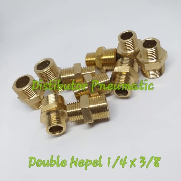 Double Nepel Brass Kuningan 1/4 x 3/8