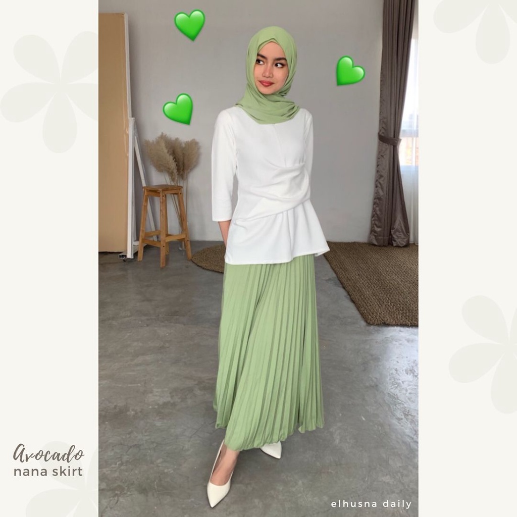 [𝐄𝐥𝐡𝐮𝐬𝐧𝐚] Nana Skirt / Rok plisket / rok polos panjang / rok scuba / bawahan wanita / rok A