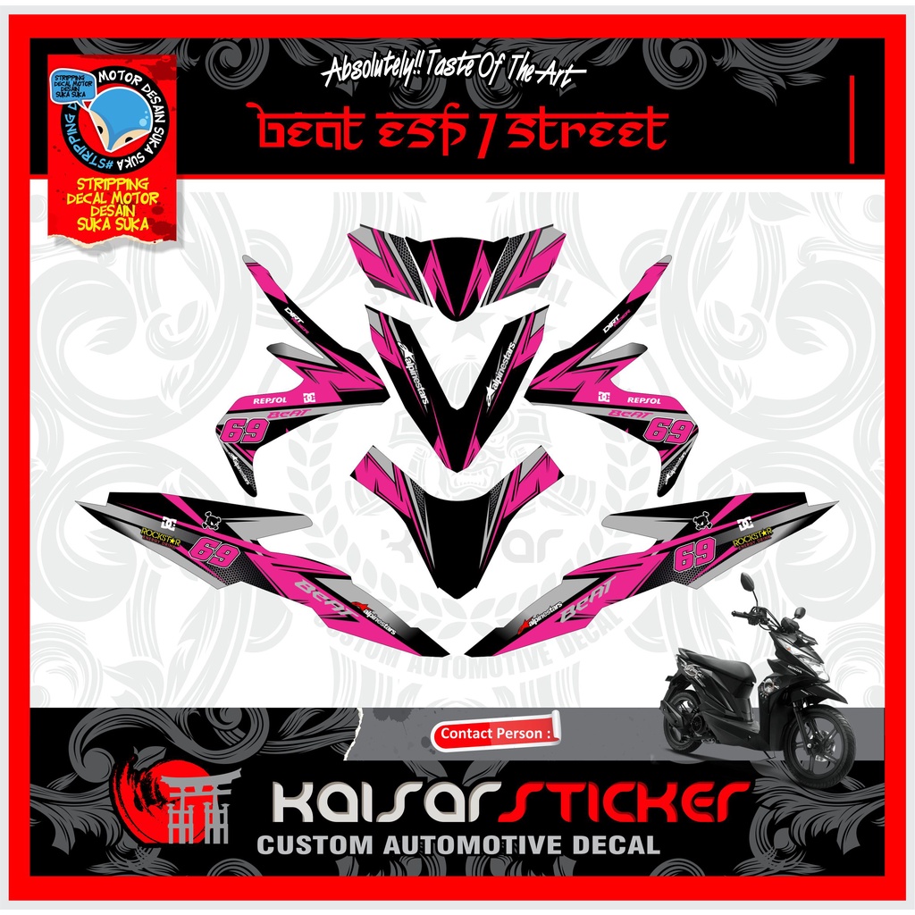Decal Stiker Motor Full Body Beat Street - Esp Pink Grafis