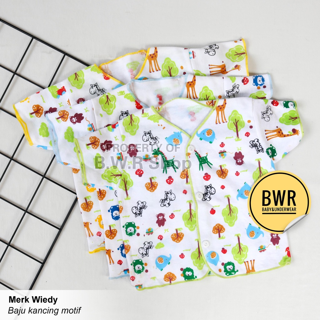 [ 3pc ] Baju Kancing Bayi WIEDY MOTIF   Pendek / Bayi 0-6 Bulan Newborn | Bwr