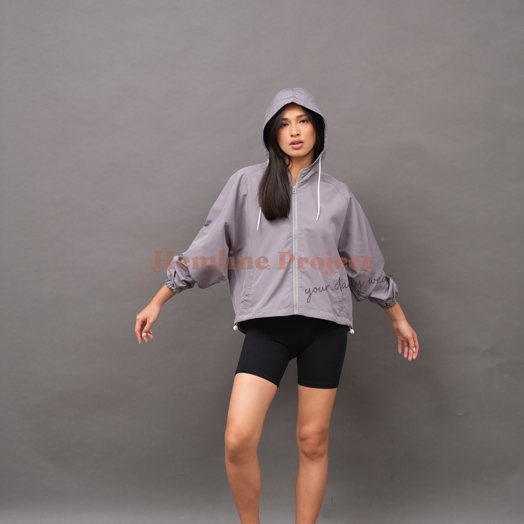 Ganis Oversized Jaket Grey - Jaket Parasut Hoodie