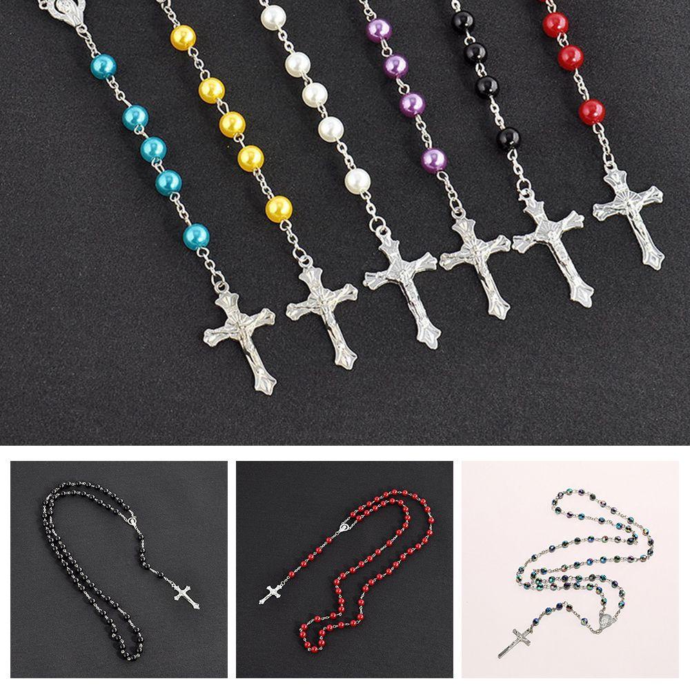 Wonder Cross Kalung Fashion Charm Vintage Rosario Beads Rantai