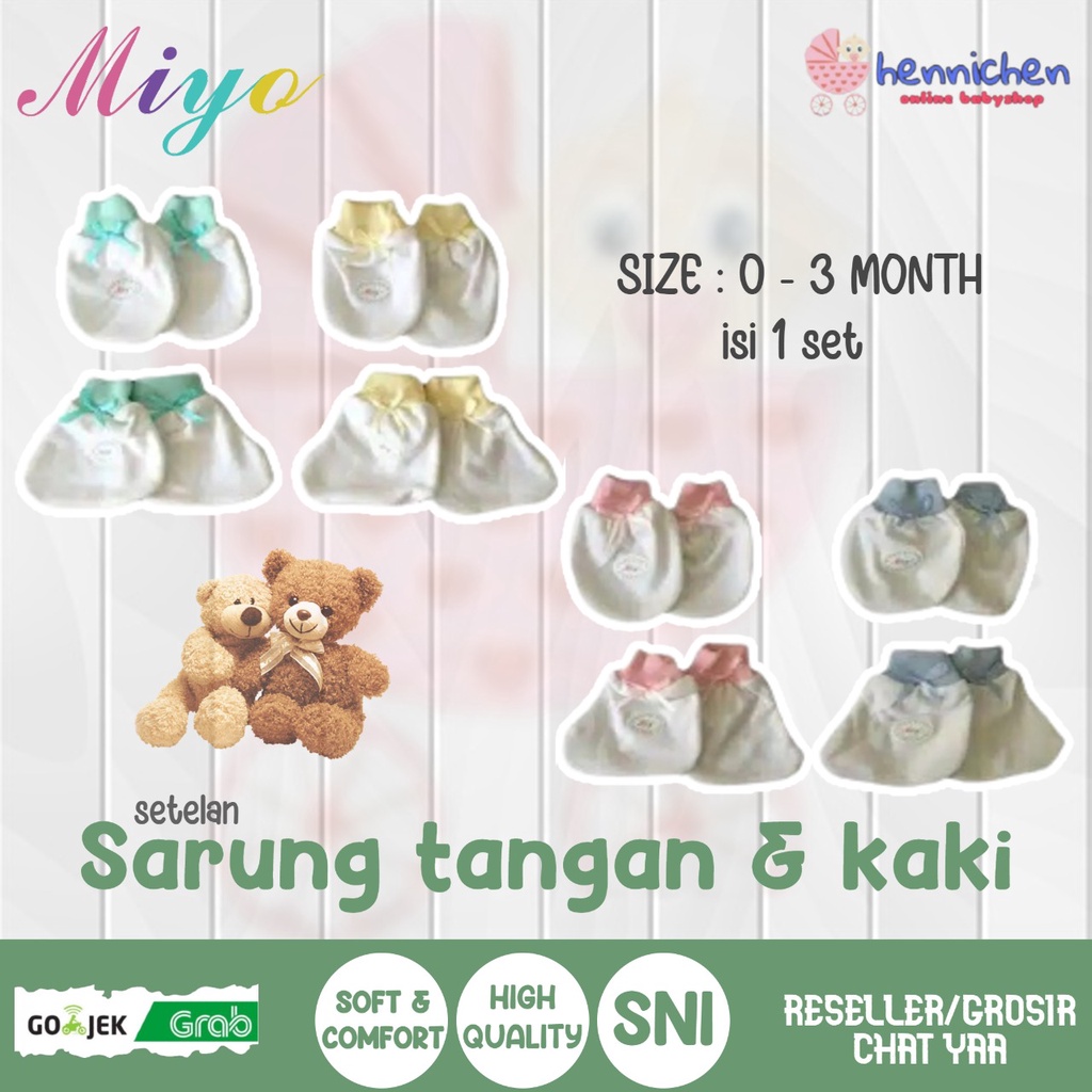 MIYO by libby 1 Set Sarung Tangan &amp; Kaos Kaki Rib Bayi PUTIH (0-3M) SNI