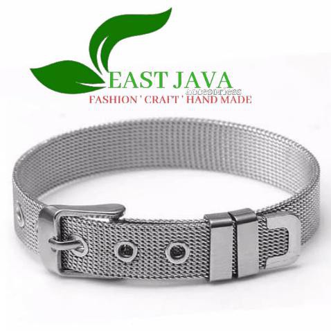 BEST SALE Gelang Titanium Premium Liontin Lapis Emas Gelang Rantai Pasir Gelang - Silver