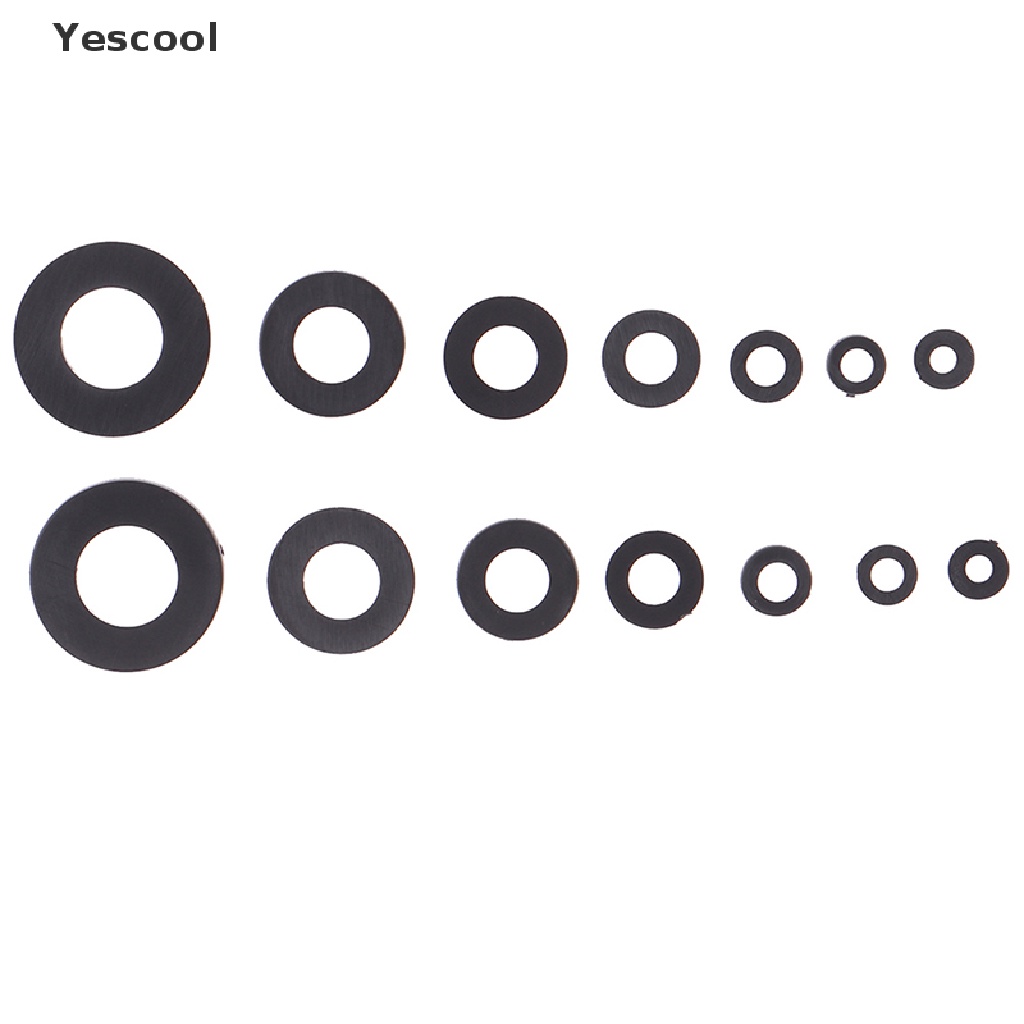 Yescool 350Pcs Ring washer M2 / M2.5 / M3 / M4 / M5 / M6 / M8 Bahan Nilon Warna Hitam