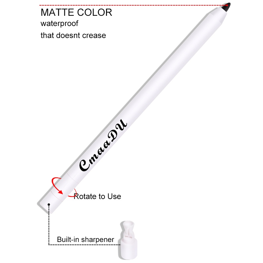 Pensil Eyeliner CMAADU 2pcs set Matte Eyeshadow &amp; Eyeliner Pencil 2 Warna Hitam dan Putih Waterproof (1 kemasan berisi 2 eyeliner hitam dan putih)