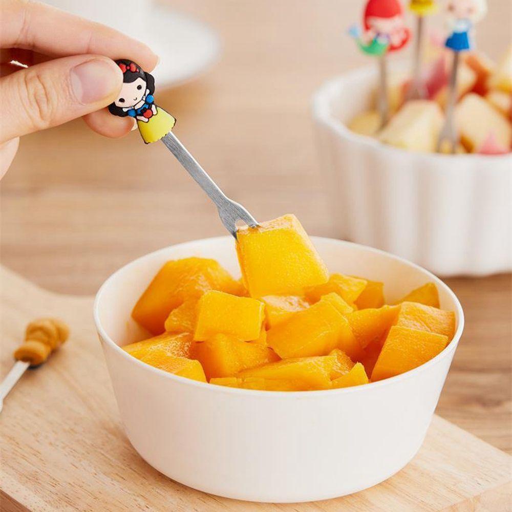 SOLIGHTER Ceramic Fruit Forks Mini Party Decoration Tasting Fork With Holder Cute Princess Stainless Steel Food Pick Dessert Flatware