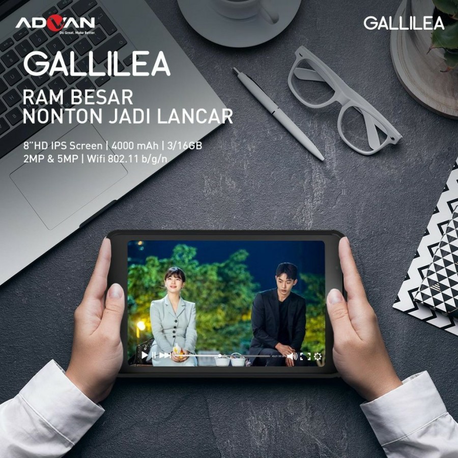 Advan Tab 8 Gallilea 3/16 GB Garansi Resmi