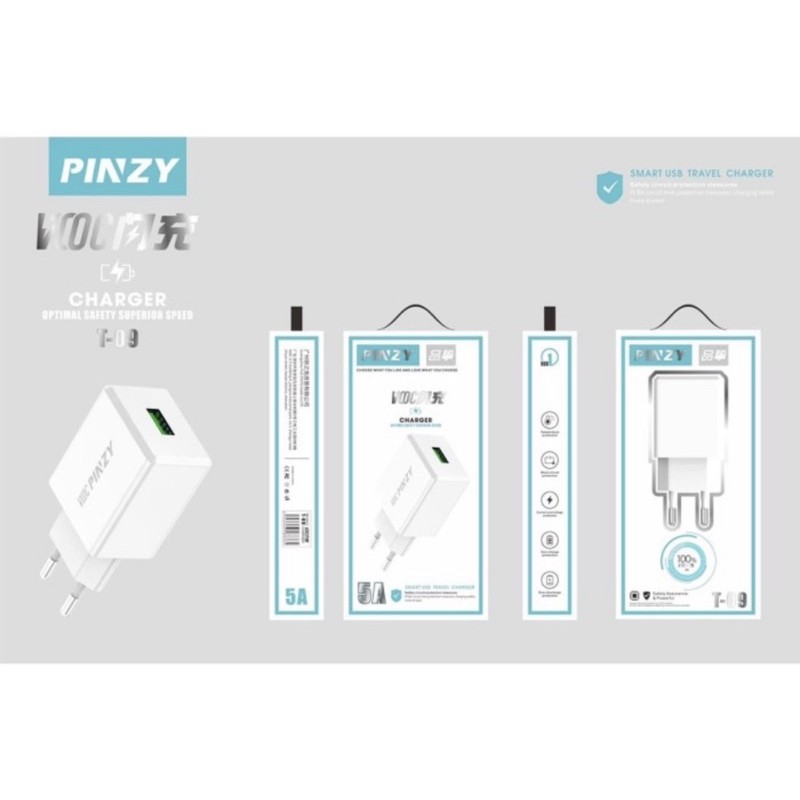 Adaptor Charger -Travel Charger PINZY VOOC T-09 - Batok Charger T-09.