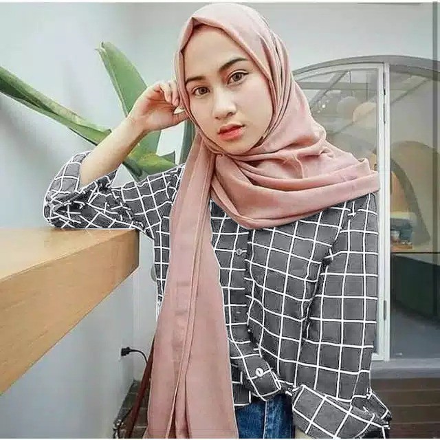 fanesafashion kemeja kotak wanita LD100 CM-8