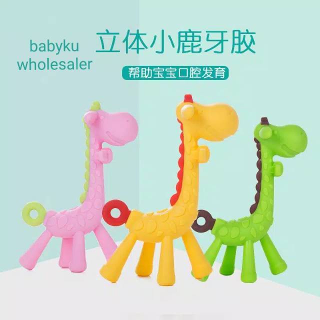 Teether giraffe mainan gigi gigitan bayi jerapah