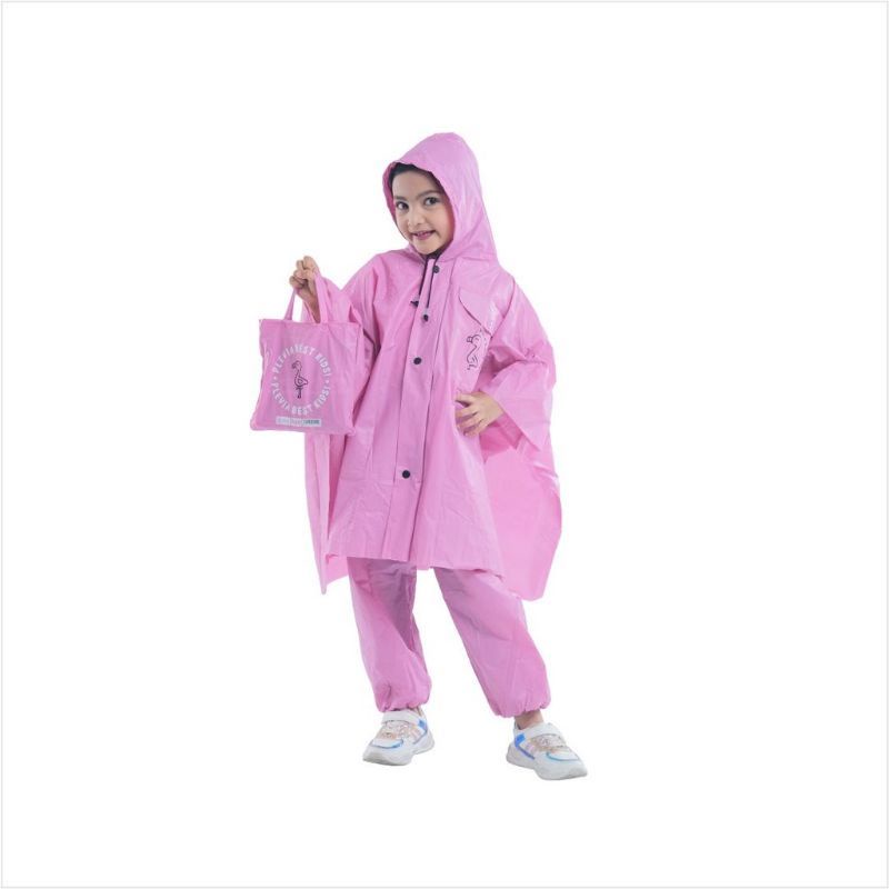 Jas Hujan Anak Poncho Celana Best Kids 120 PLEVIA Umur 4-6Thn - Mantel Mantol Anak Lucu Ponco Celana